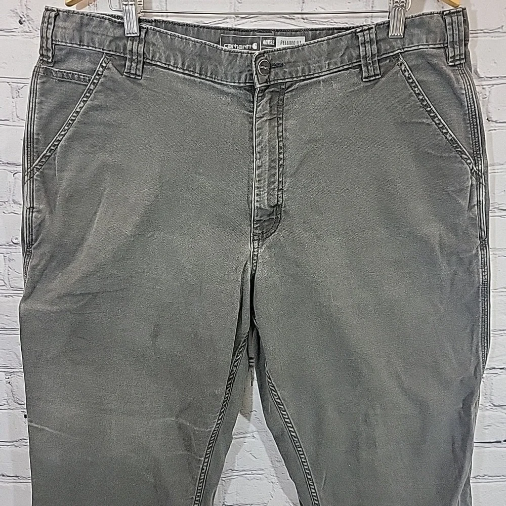 Carhartt Workwear Gray‎ Pants Mens 40x32 Relaxed Fit Outdoors Flaw